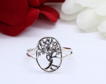 Sterling Silver Tree of Life Ring, Nature Band (15mm)