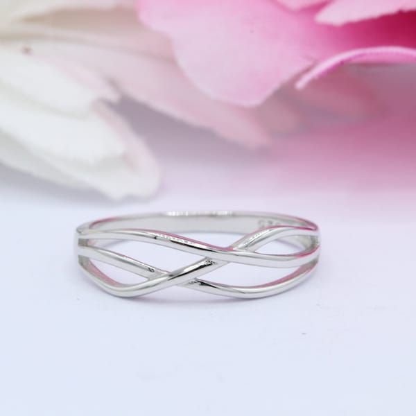 6mm Crisscross Crossover Infinity Weave Celtic Band Ring Solid 925 Sterling Silver Thumb Ring
