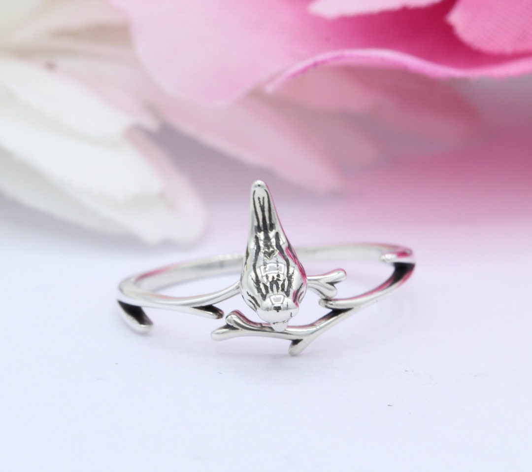 12mm Bird Ring Band Oxidized 925 Sterling Silver Thumb Ring Bird Ring ...