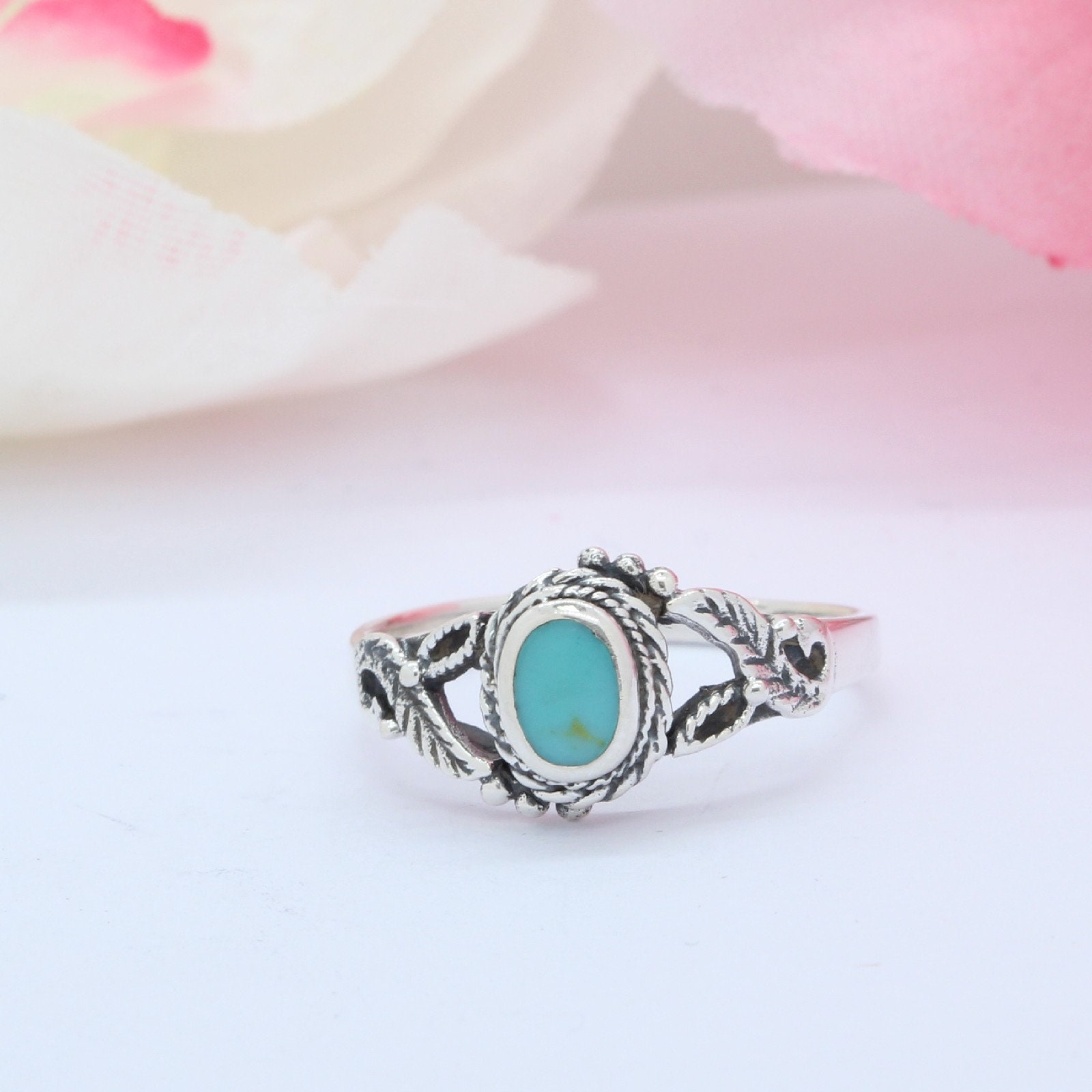 Antique Vintage Style Oval Turquoise Ring Solid 925 Sterling Silver - Etsy