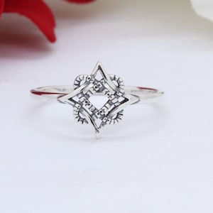 Simple Plain Celtic Star Ring Band Solid 925 Sterling Silver Thumb Ring Petite Dainty Wire Ring