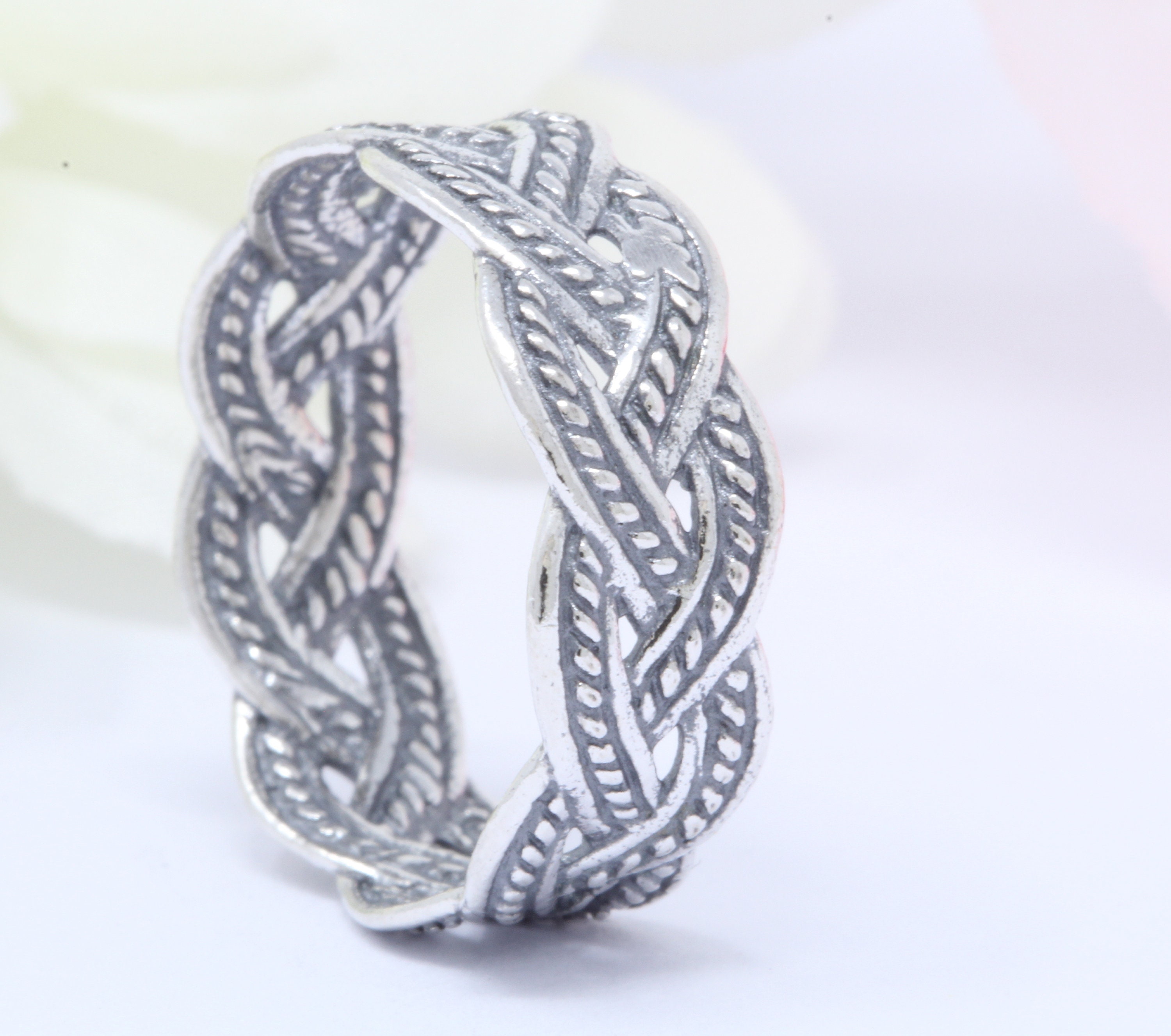 6mm Weave Braided Crisscross Celtic Band Ring Solid 925 Sterling Silver ...