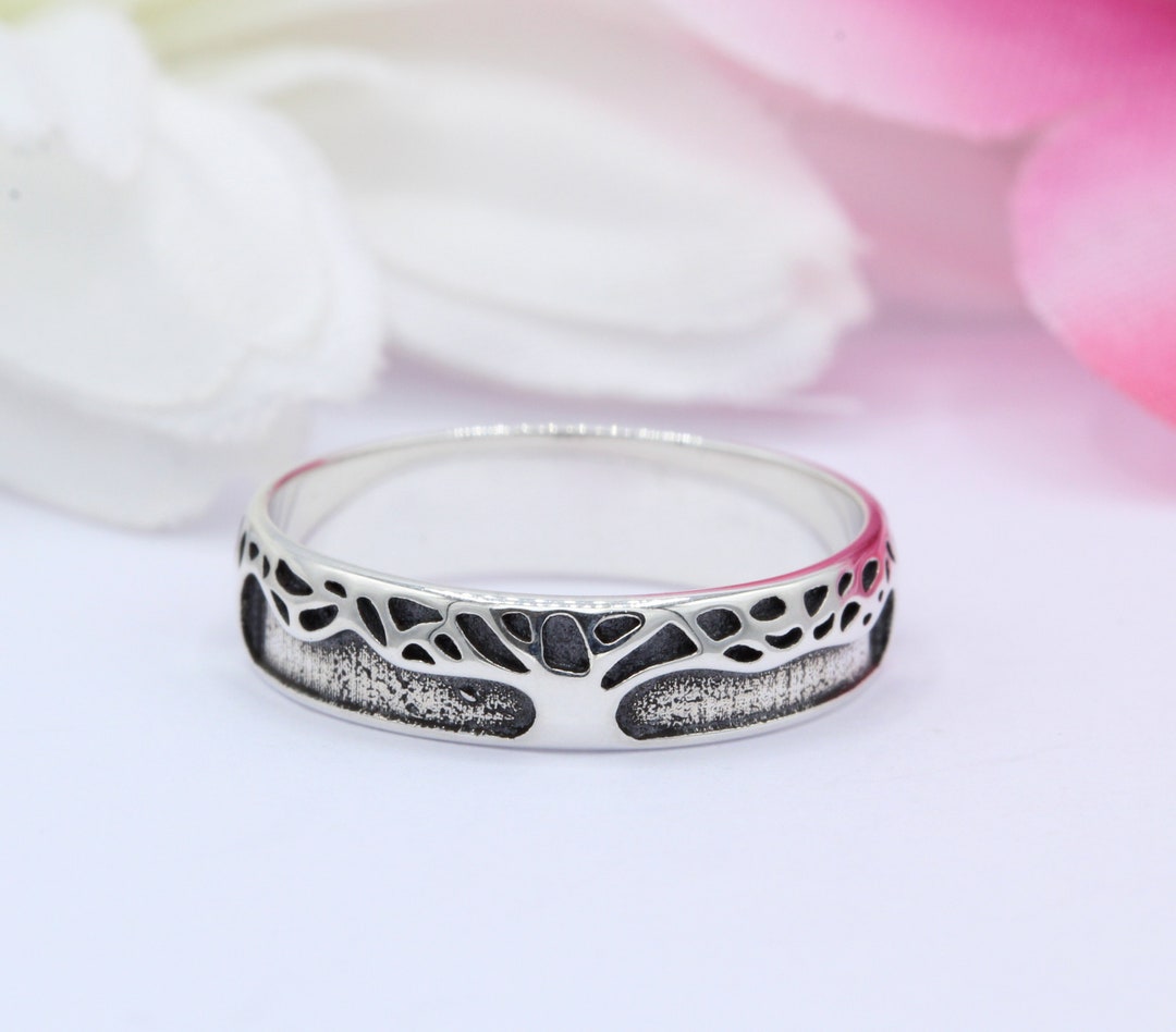 5mm Growing Tree of Life Band Ring Solid 925 Sterling Silver Tree of ...