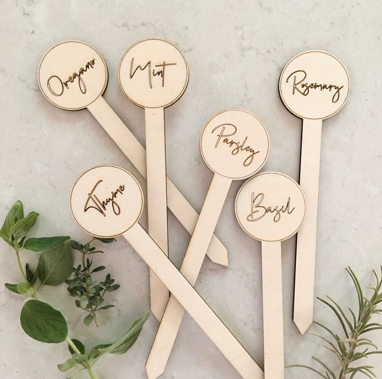 Wooden herb planter sticks set of six Etsy