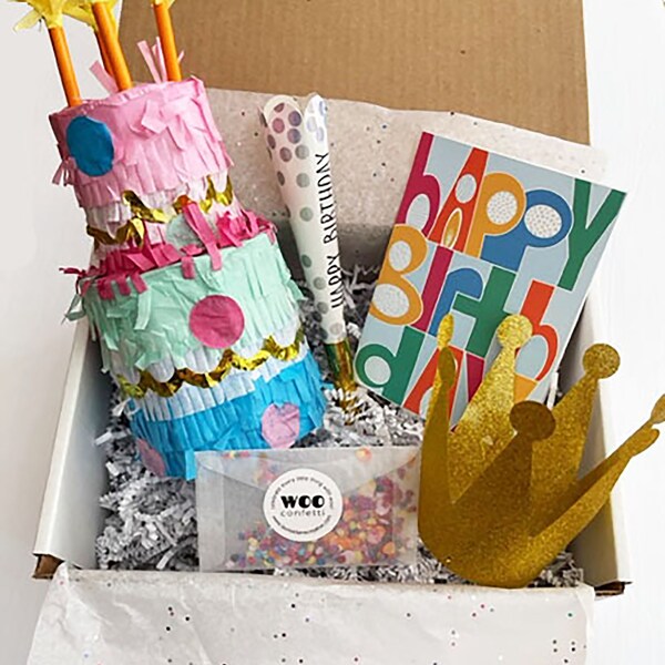 Fiesta de cumpleaños en una caja / Caja de fiesta de cumpleaños / Piñata de cumpleaños / Regalo de cumpleaños de mejor amiga / Regalo de cumpleaños para ella
