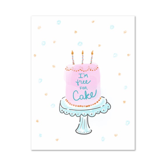 I'm Free for Cake Birthday Greeting Card 100% Cotton | Etsy