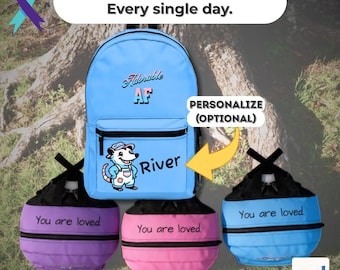 Personalized Adorable AF Transgender Possum | Blue Backpack