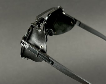 UNIVERSAL Seitenschutz für Brillen, Abnehmbarer Seitenschutz für Sonnenbrillen, Leder-Seitenschutz zum Schutz Ihrer Augen,