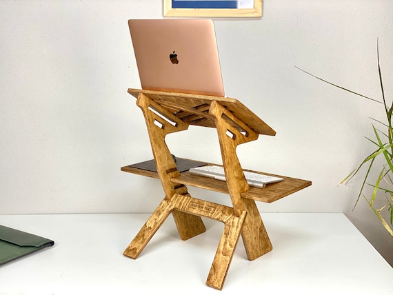 wood standing desk converter
