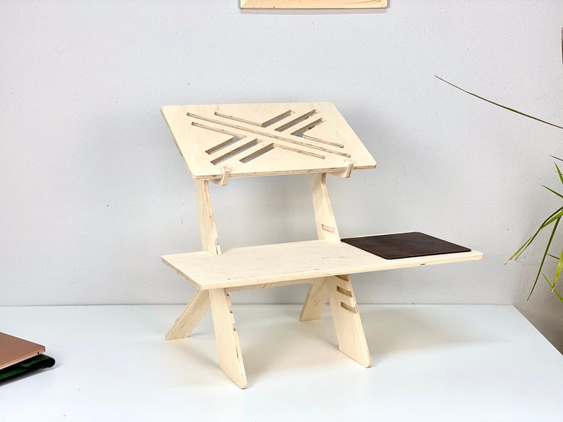 Wood Standing Desk Laptop Stand Computer Desk Home Office Etsy