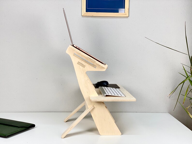 Wood Standing Desk Laptop Stand Computer Desk Home Office Etsy