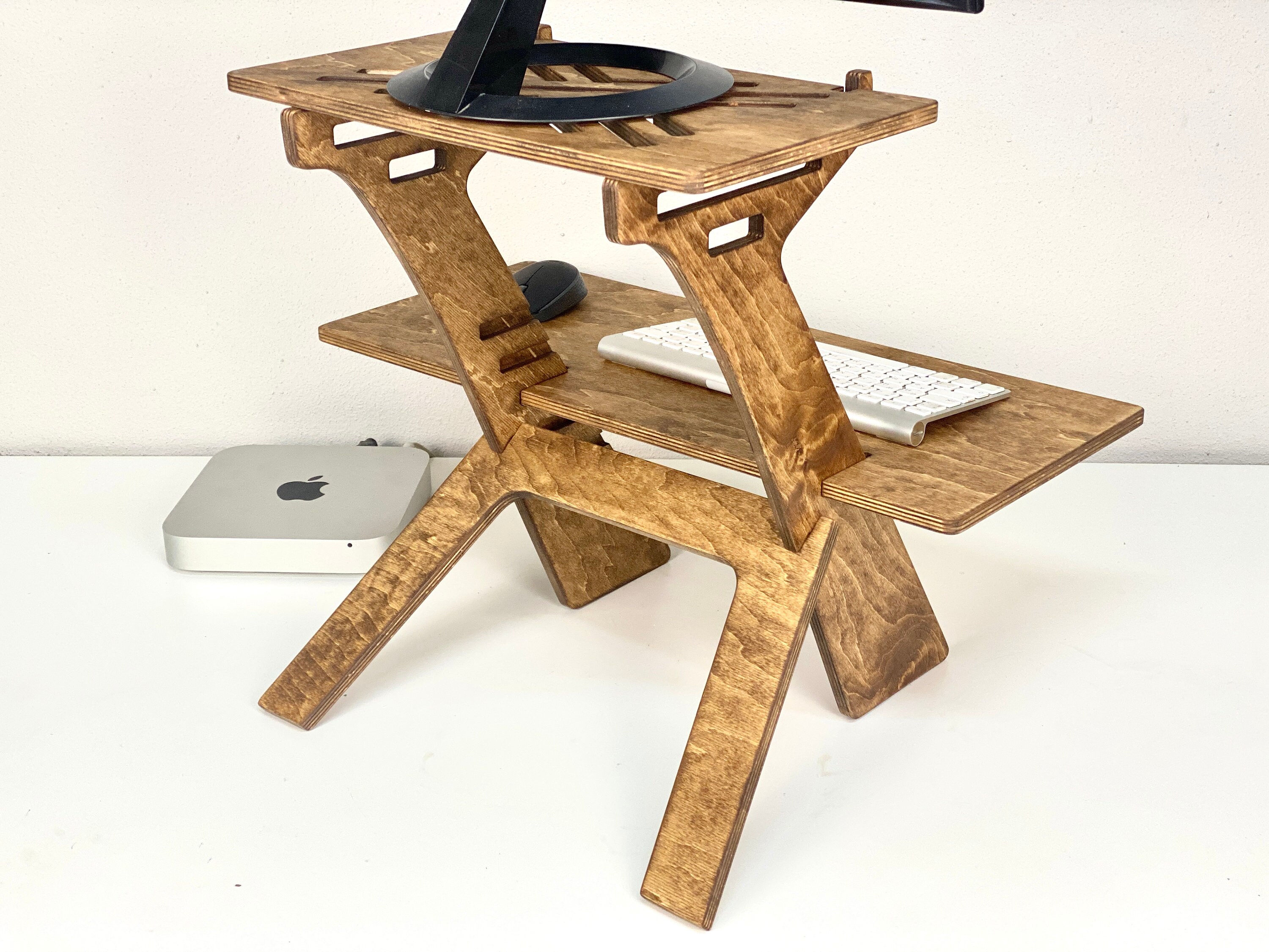 Wood Standing Desk Laptop Stand Computer Desk Home Office Etsy