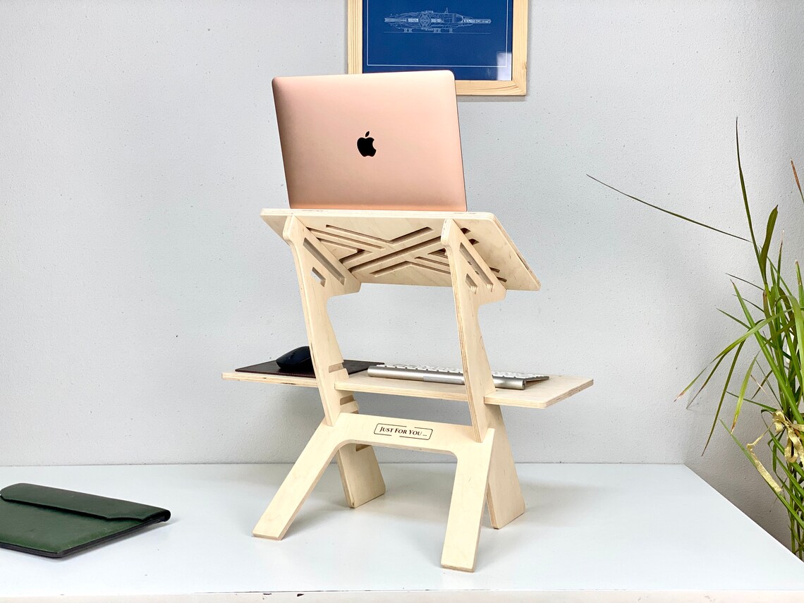 Escritorio de pie de madera Escritorio de andamios Estación | Etsy