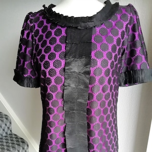 Kokettes Vintage 1960 inspiriertes Polk-Spitzen Boho Mini Kleid! Größe 12 US 8