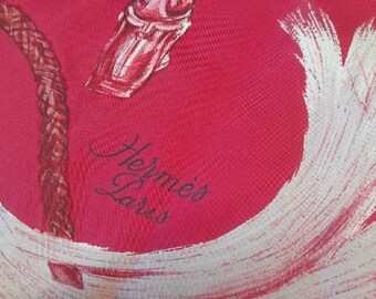 Hermes Pink Silk Scarf, Equestrian Print