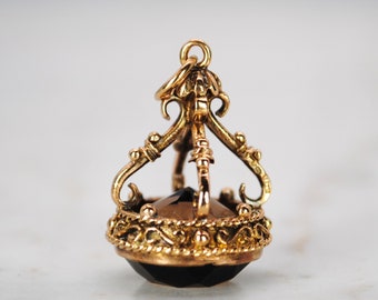Vintage 9ct gold and smokey quartz fob pendant