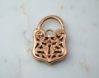 Vintage 9ct rose gold padlock charm