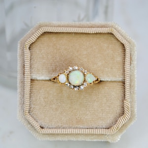 Antique 18ct Gold Opal and Diamond Ring