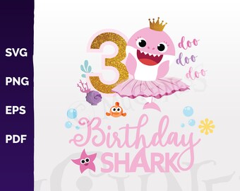 Download Shark Birthday Svg Etsy