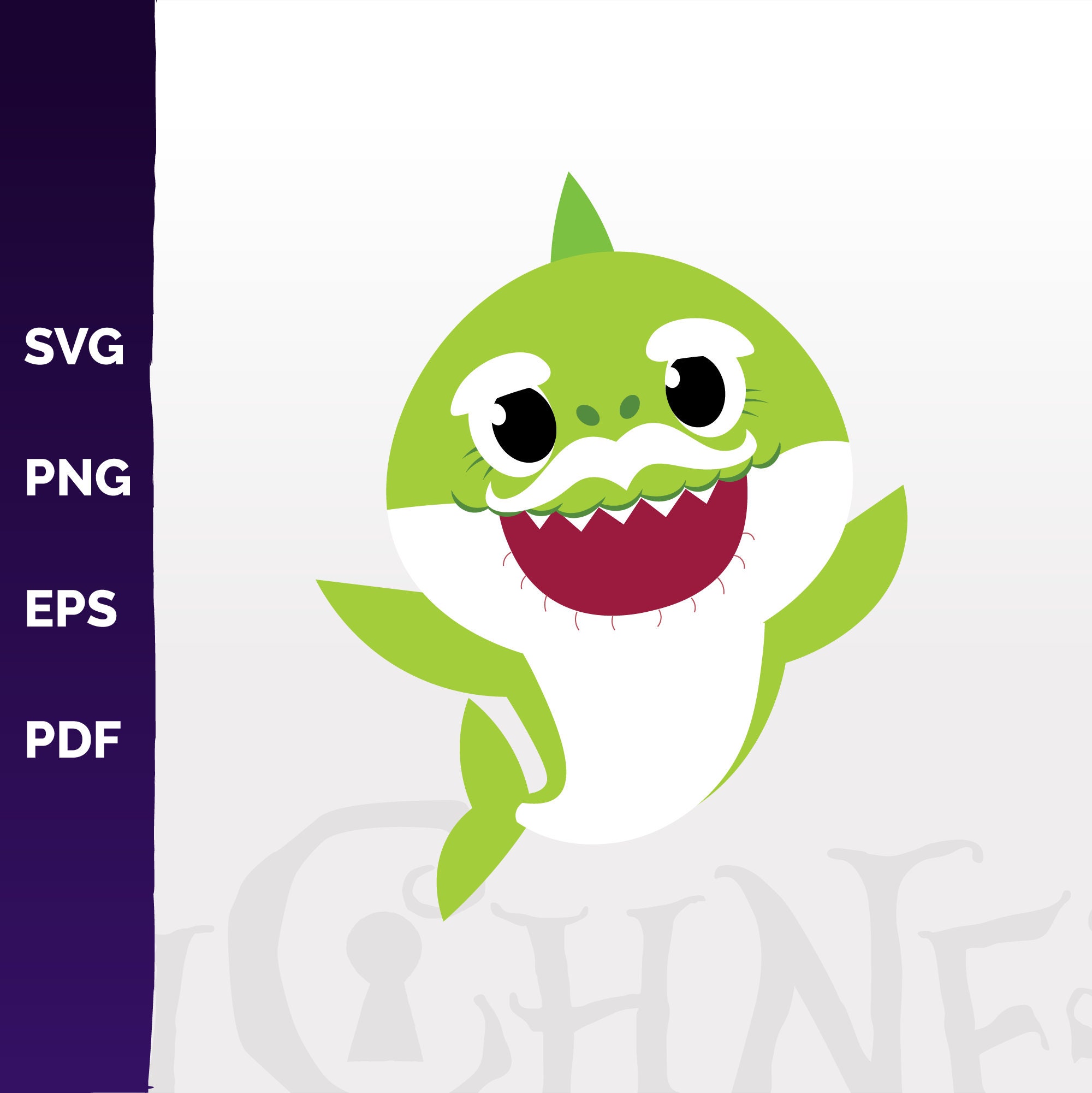 Green Grandpa Shark SVG png pdf eps Baby Green Shark | Etsy