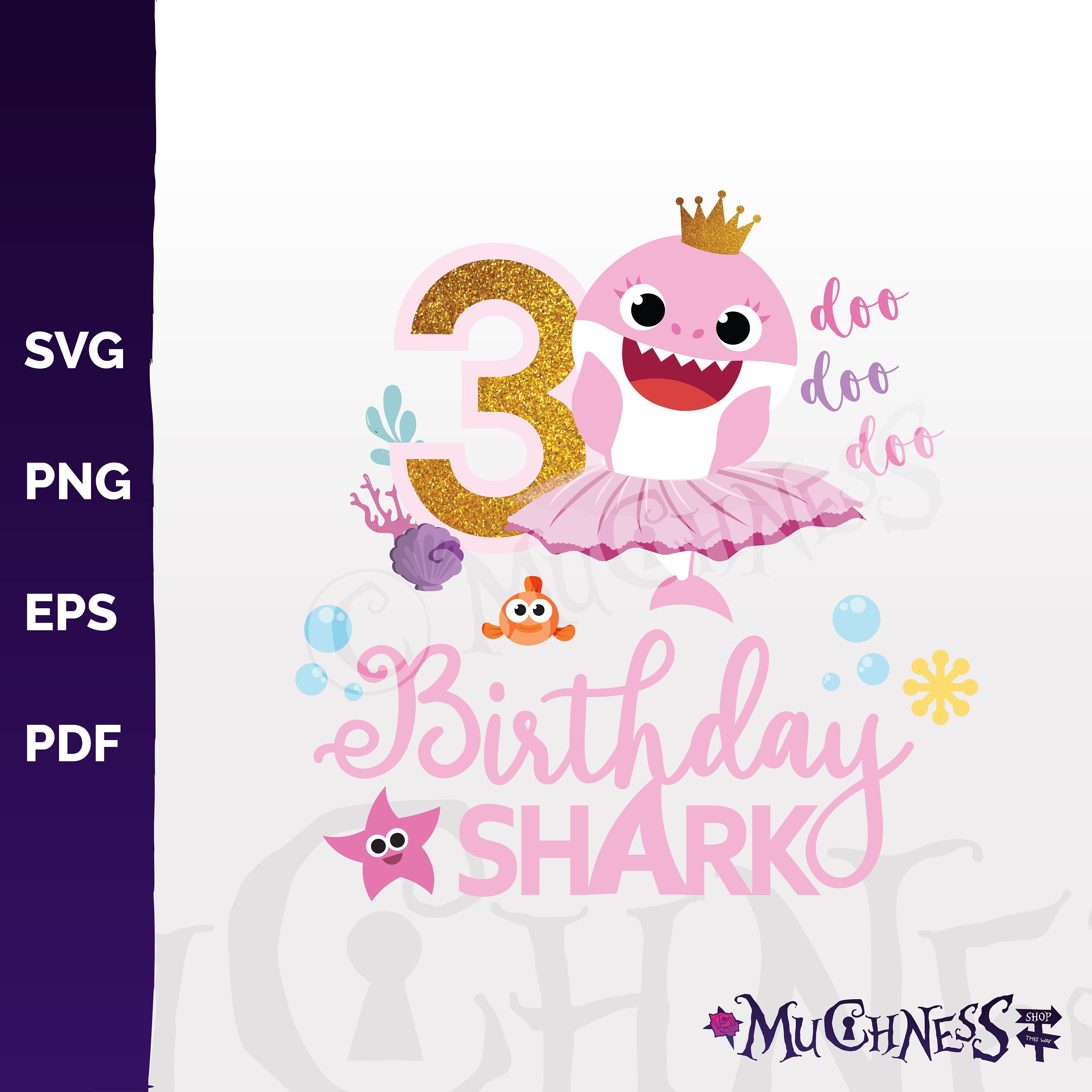 Printable Baby Kate Shark SVG Birthday Shark 3rd Birthday Etsy