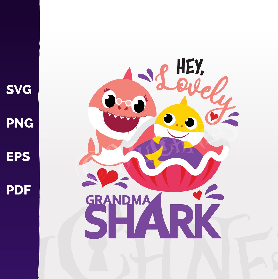 Download Hey Lovely Grandma Shark Yellow Baby svg png pdf eps | Etsy
