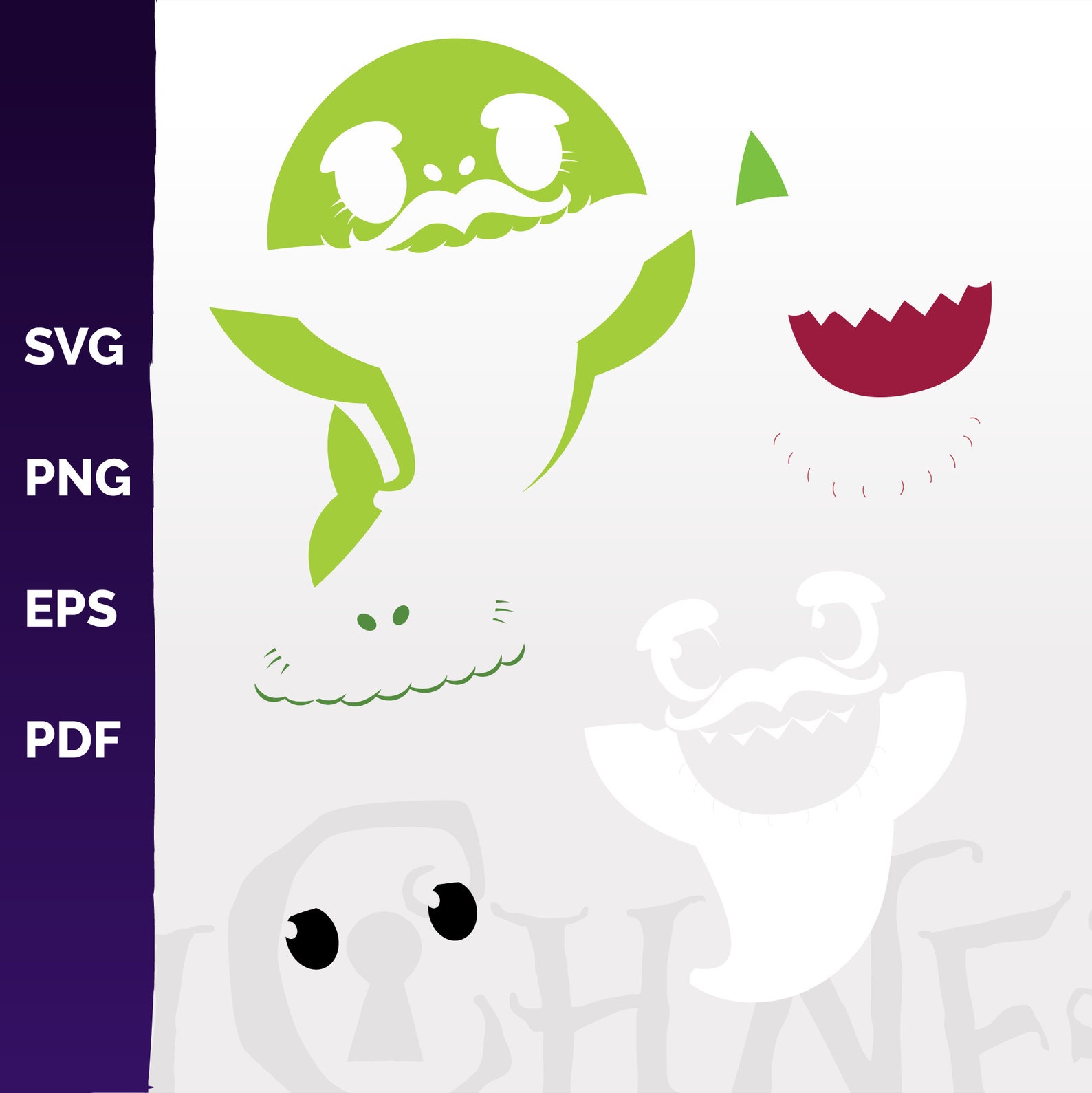 Download Green Grandpa Shark SVG png pdf eps Baby Green Shark | Etsy