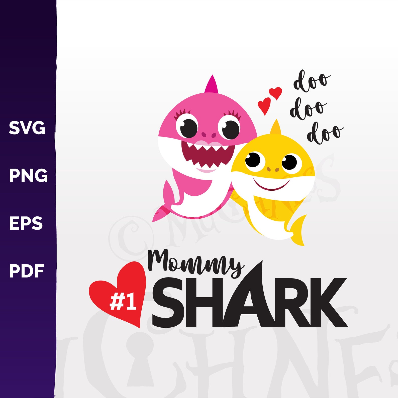 Mother's Day 1 Mommy Shark Yellow svg png pdf eps | Etsy