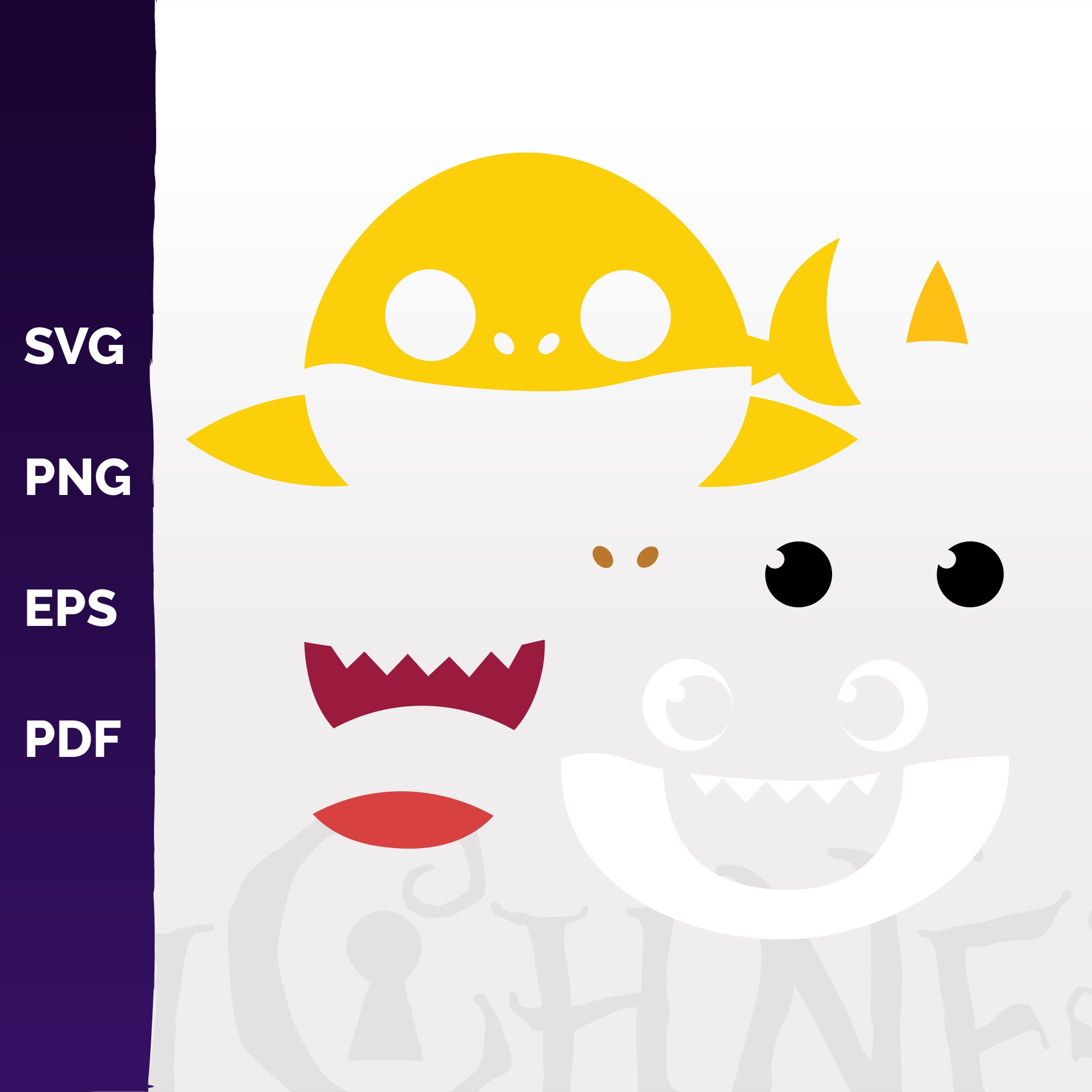 Baby Yellow Shark SVG png pdf eps Baby Yellow Shark Etsy