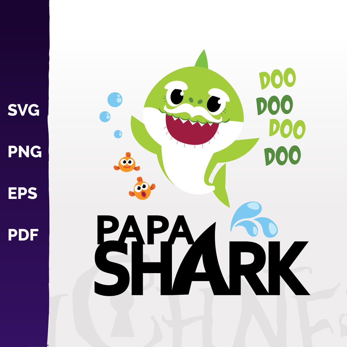 Shark Family Papa Shark svg png pdf eps Green Shark | Etsy