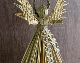 Straw Angel Ornament, Traditional Ukrainian folk art, Rustic Christmas Ornaments, Handmade Wisker Angel, Wedding Decor