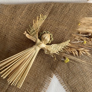 Straw Angel Ornament, Traditional Ukrainian folk art, Rustic Christmas Ornaments, Handmade Wisker Angel, Wedding Decor