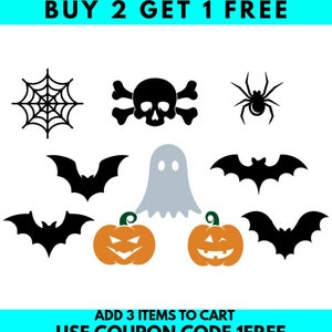 Pakiet Halloween SVG, Pakiet Halloween SVG, Pobieranie cyfrowe, Cricut, Sylwetka, Pająk, Nietoperz, Duch, Dynia Glowforge ( svg/png/dxf )