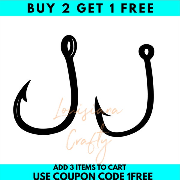 Fish Hook SVG, Fishing Hook SVG, Fishing SVG, Fishing, Digital Download/Cricut, Silhouette, Glowforge (includes svg/dxf/png file formats)