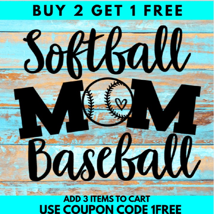 Softball and Baseball Mom SVG PNG