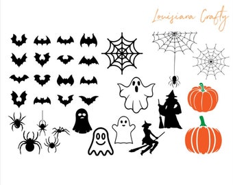 Halloween SVG Cut Files: Spider, Bat, Ghost, Pumpkin (Digital Download)