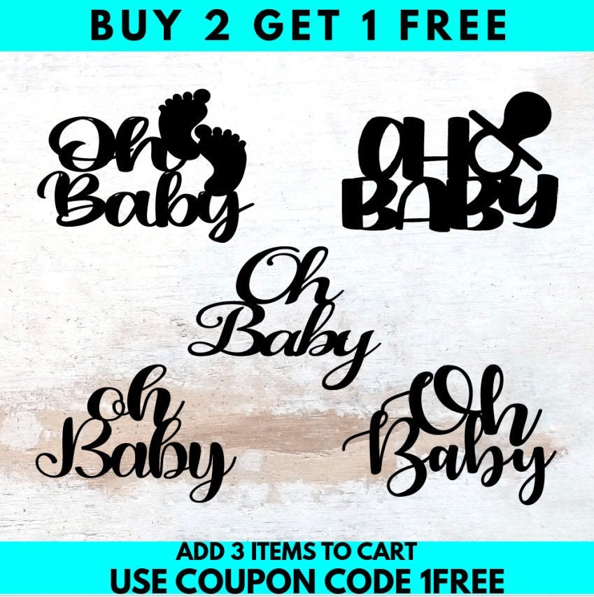 Oh Baby Cake Topper SVG Baby Shower Cake Topper SVG Digital Etsy