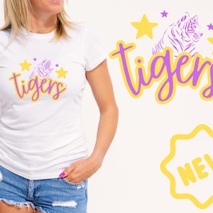 Tiger shirt, tiger graphic tee, purple and gold , game day, tiger fan, Louisiana tigers, college football, tiger football, tiger spirit