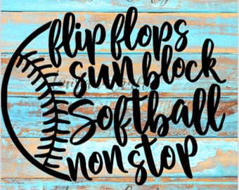 Softball Flip Flops Sunblock PNG (Digital File)