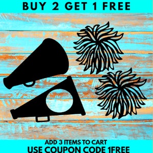 Cheer SVG: Pom Pom & Megaphone Clipart (Digital Download)