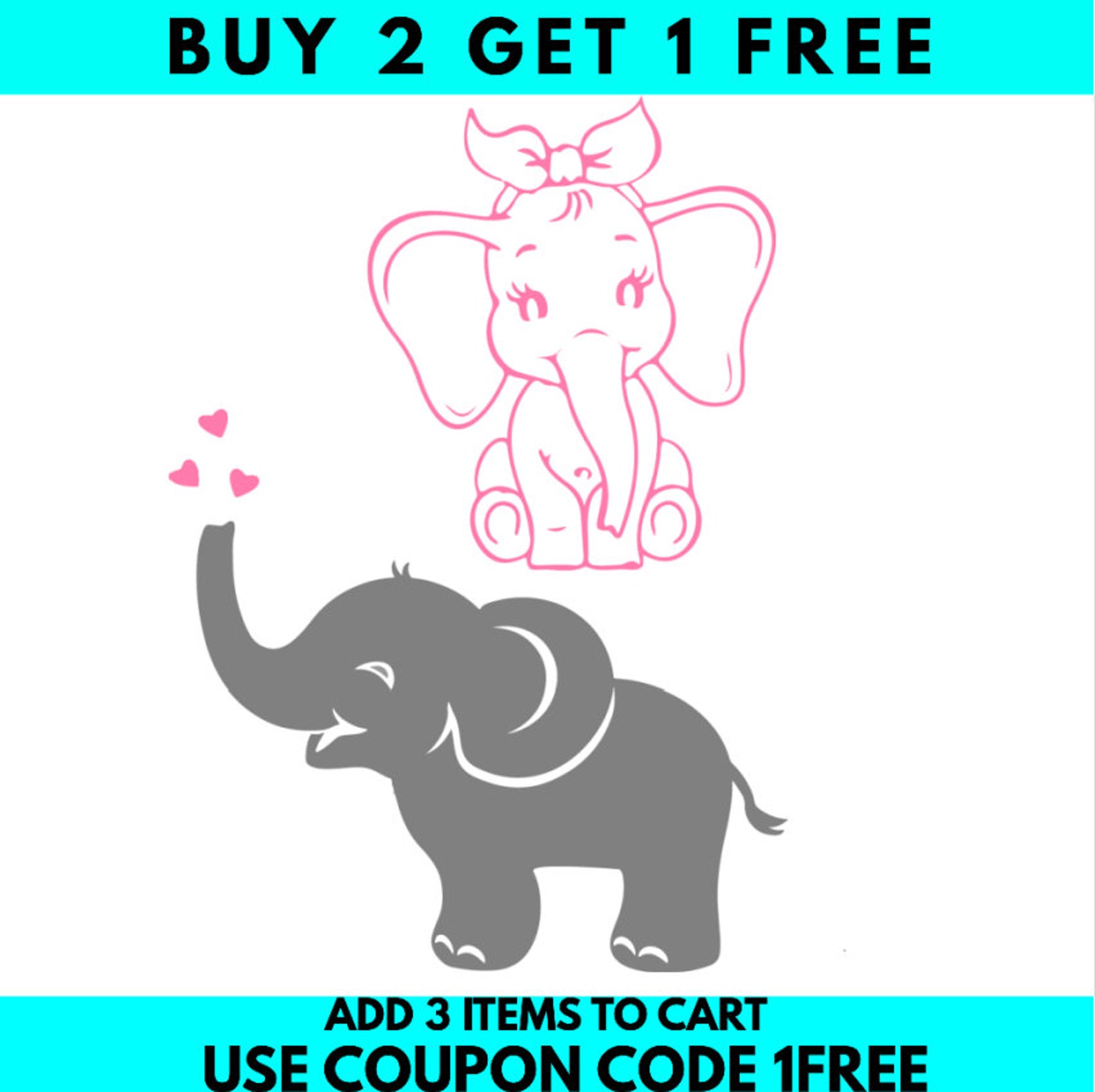 Baby Elephant SVG Cute Elephant Girl cut file Elephant Outline | Etsy