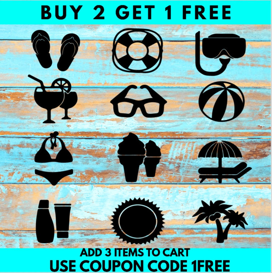 Beach Images Flip Flops Ice Cream Glasses Palm Tree Sun - Etsy