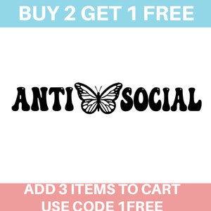 Anti-Social Butterfly, Anti-Social, Social Butterfly-Digital Image-SVG/PNG