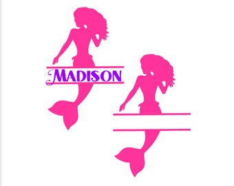 Mermaid Name Frame SVG: Split Monogram, Cricut, Silhouette (Digital Download)