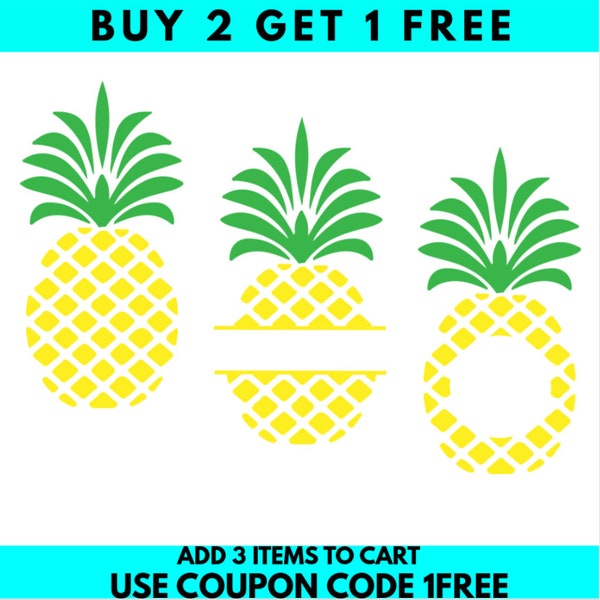 Pineapple SVG, Pineapple Monogram SVG, Name Frame SVG, Digital Download/Cricut, Silhouette, Glowforge ( svg/png file )