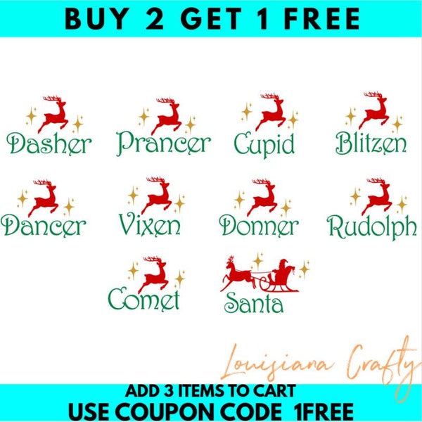 Reindeer SVG, Christmas SVG, Rudolf Svg, Christmas Santa SVG, Reindeer Svg, Christmas Reindeer Svg, svg/png/dxf