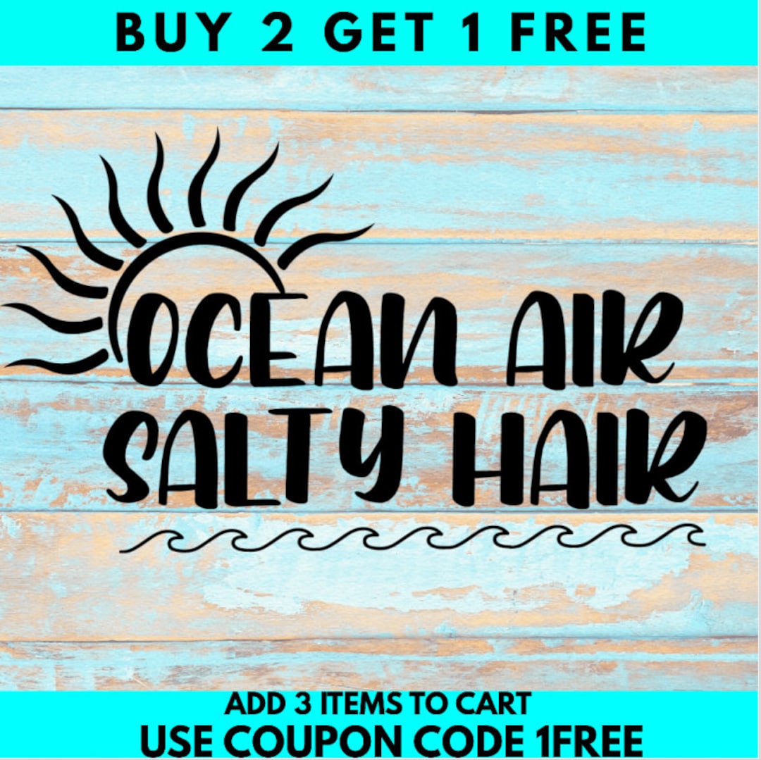 Ocean Air Salty Hair SVG, Ocean, Beach SVG, Salty Hair, Beach, Beach ...