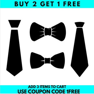 May include: Buy 2 get 1 free offer for black bow ties and black neckties. Add 3 items to cart and use coupon code 1FREE.