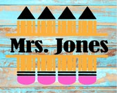 Pencil Name Frame SVG, Teacher Gift (Digital Download)