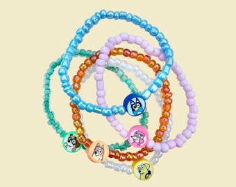 Bluey & Bingo Stretch Bracelets: Party Favors, Gifts for Girls
